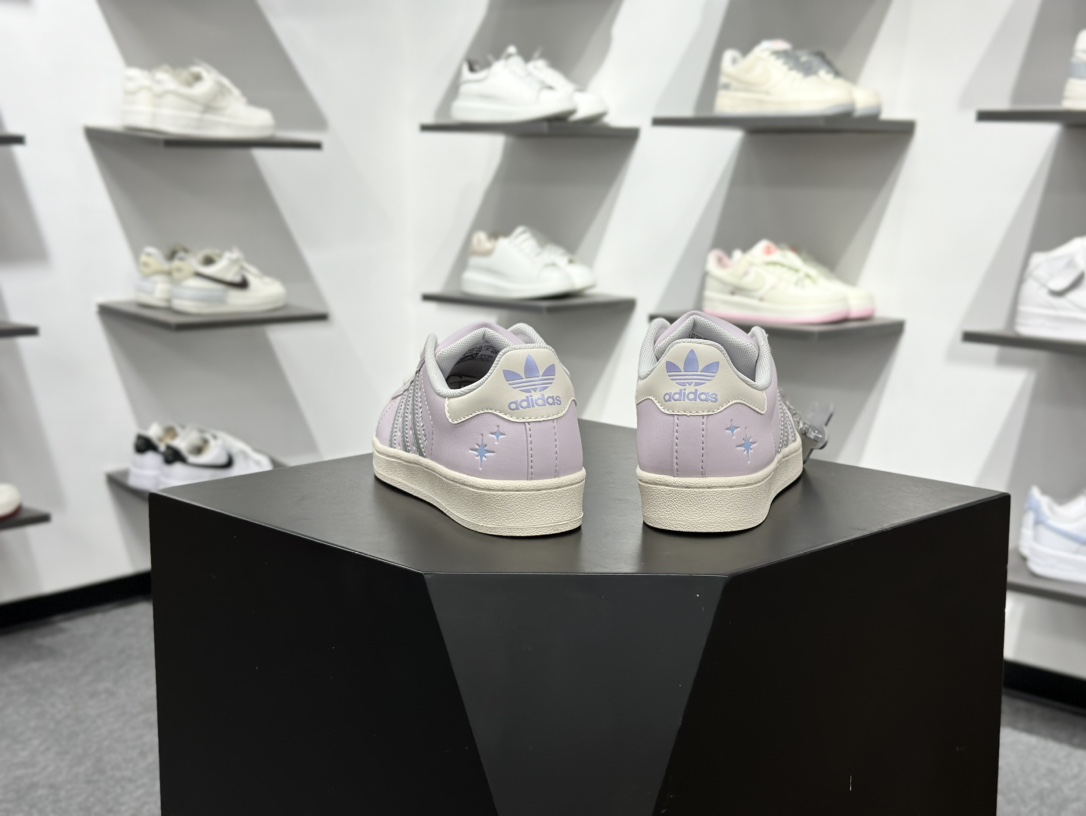 140 阿迪达斯/三叶草Adidas Originals Super II 浅紫 经典贝壳头 古着系列低帮百搭休闲运动板鞋 JQ8776