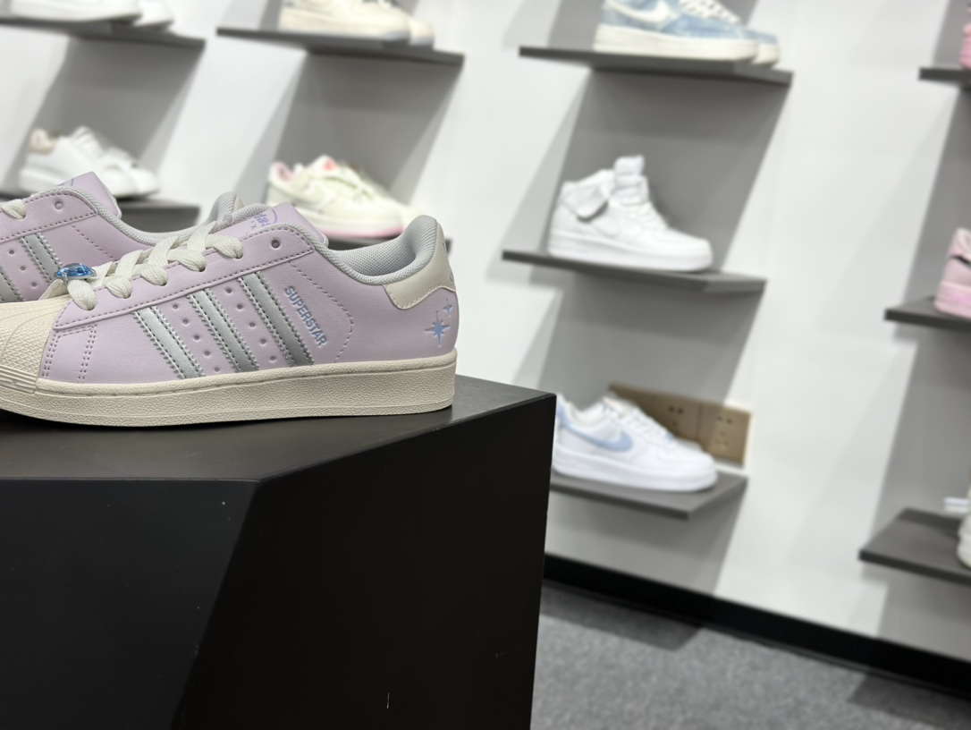 140 阿迪达斯/三叶草Adidas Originals Super II 浅紫 经典贝壳头 古着系列低帮百搭休闲运动板鞋 JQ8776