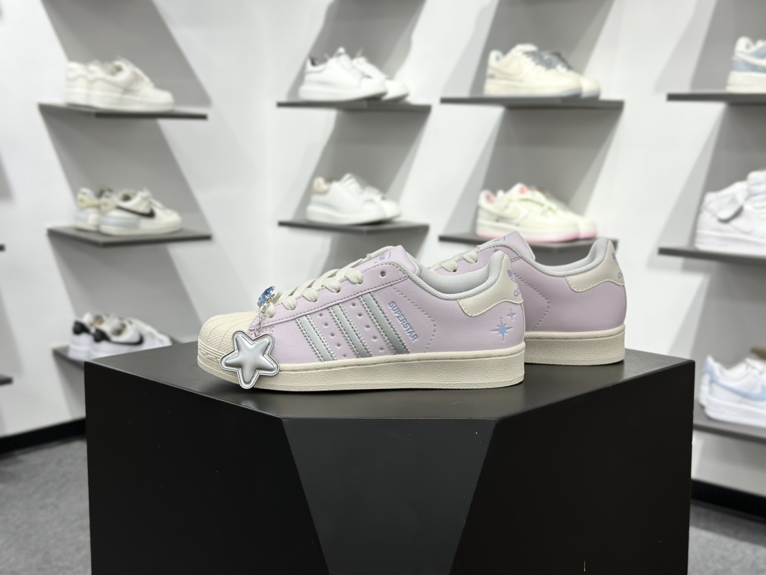 140 阿迪达斯/三叶草Adidas Originals Super II 浅紫 经典贝壳头 古着系列低帮百搭休闲运动板鞋 JQ8776