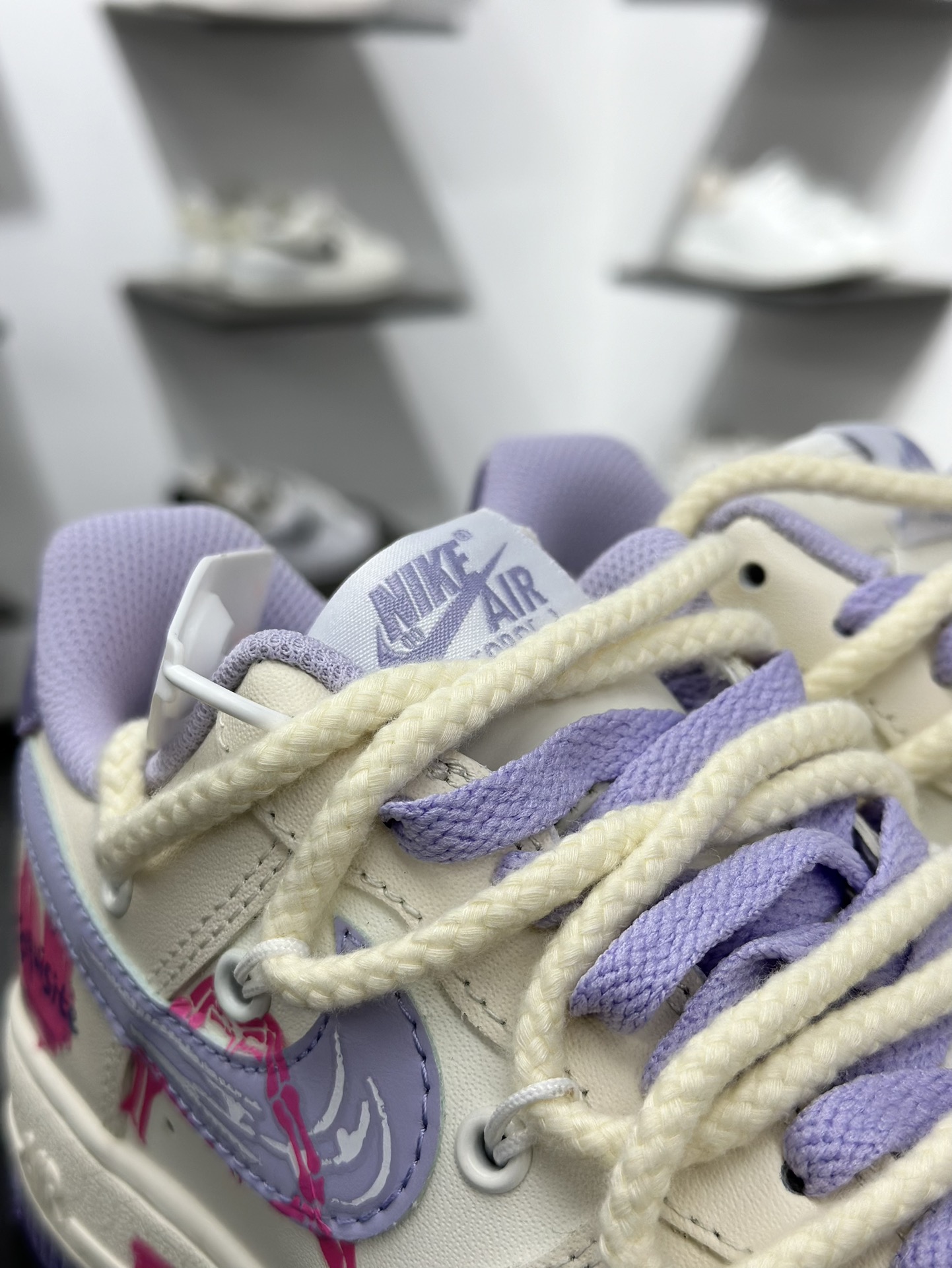 Nike Air Force 1 Low 07 米白紫涂鸦绑带 BD7701-220