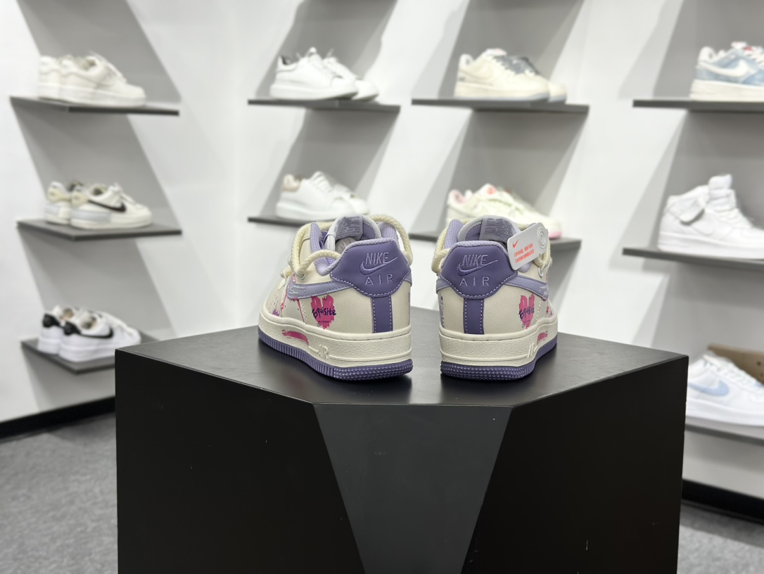 Nike Air Force 1 Low 07 米白紫涂鸦绑带 BD7701-220