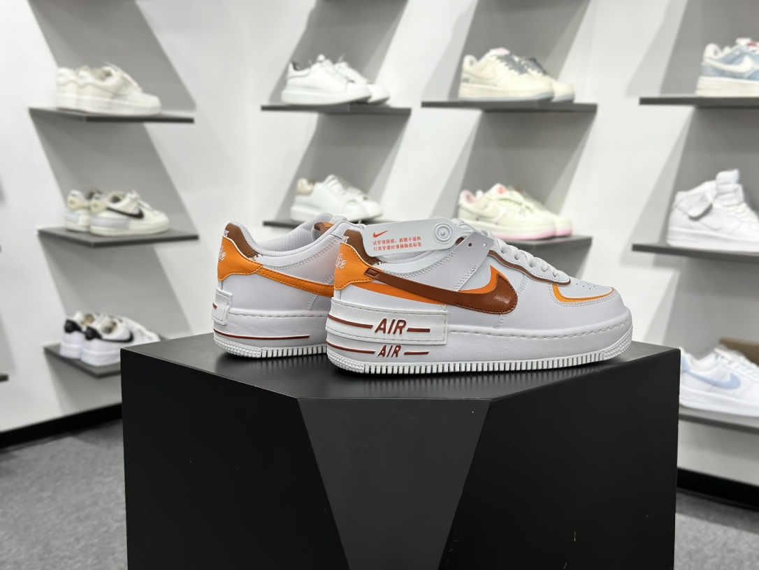 NIKE WMNS Air Force 1 Shadow 全新少女系解构主义设计 马卡龙空军一号轻量增高低帮百搭板鞋 CI0919-124
