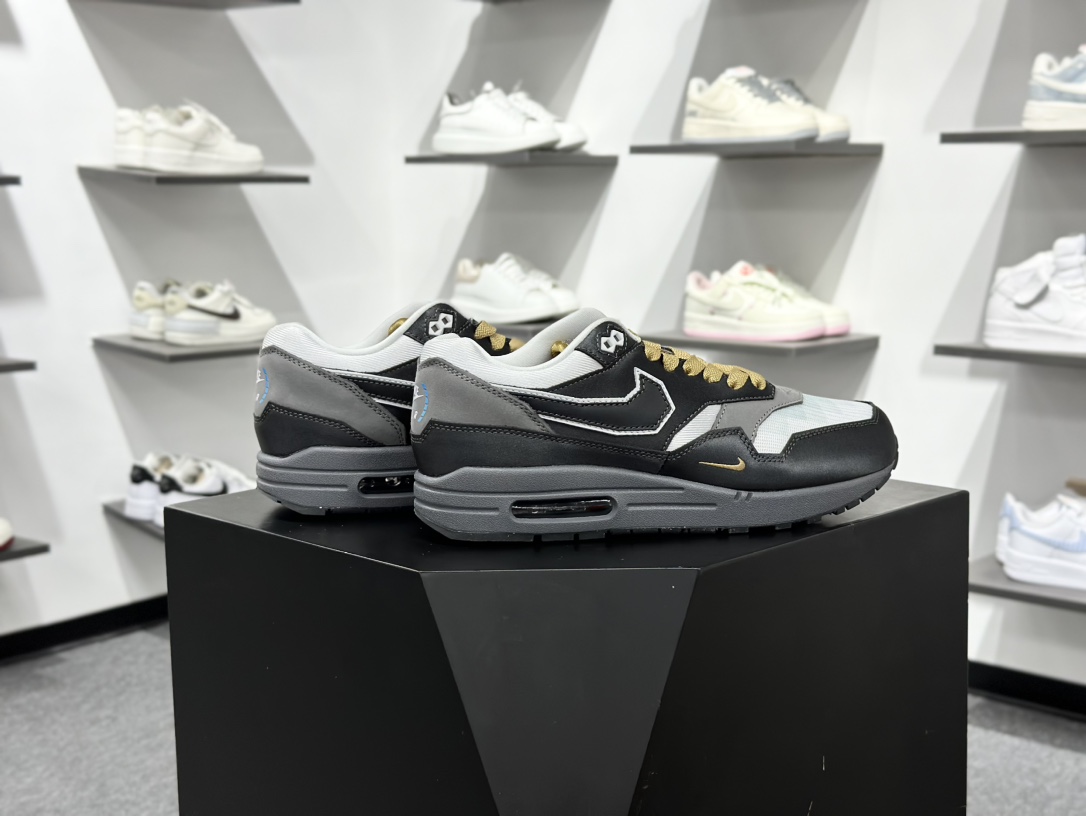 Nike Air 1 x .SWOOSH ”Big Head Mobe” 黑灰色 复古休闲跑步鞋 IB9898-001