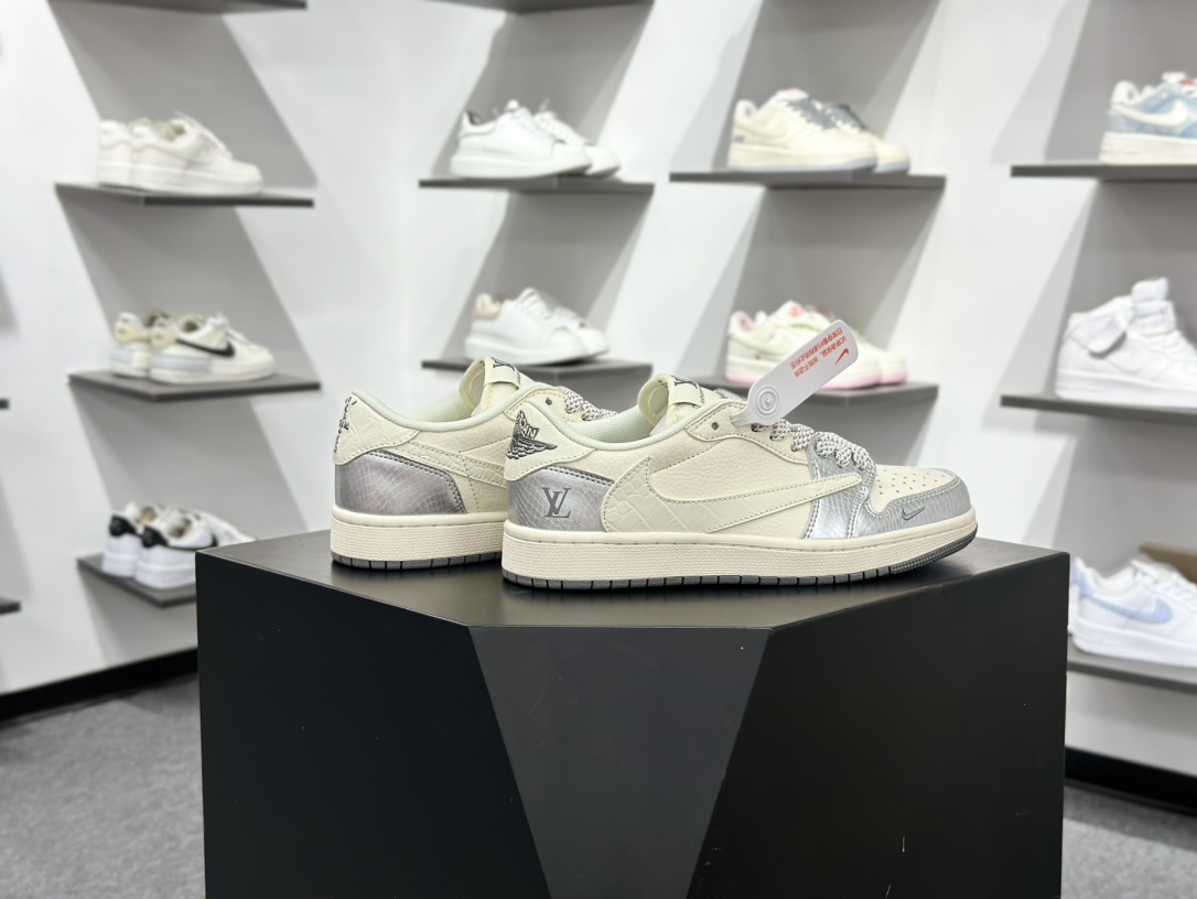 280 Air Jordan 1 Low OG ”高端定制” LV米白黑涂鸦倒钩 XS7089-616