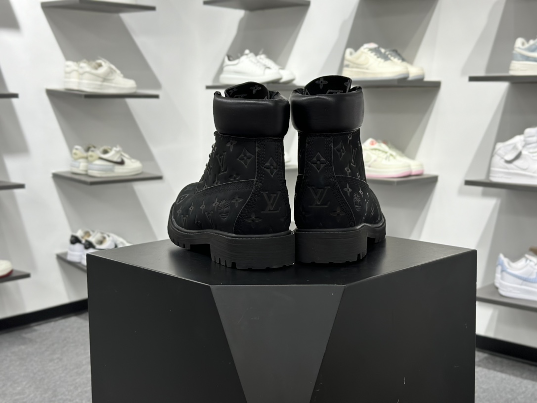 460 Timberland x LOUIS VUITTON 牛皮革 6英寸满印老花 圆头系带 压纹防水绒面