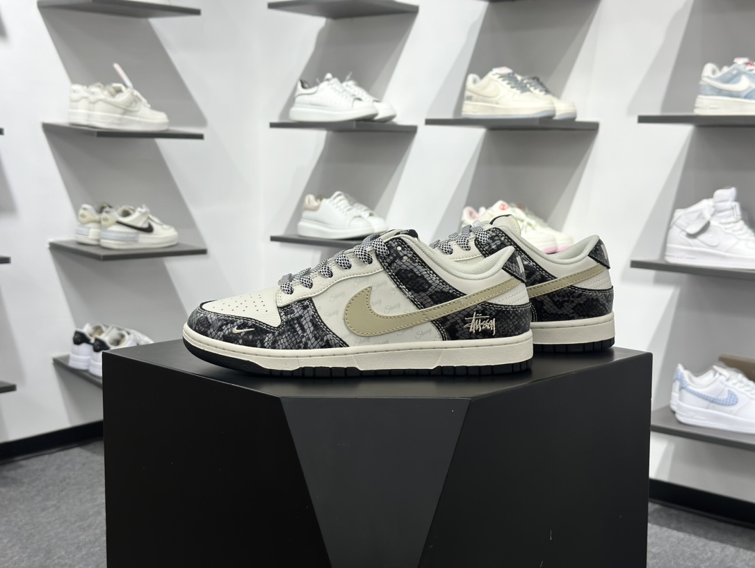 NK Dunk Low Retro ”DIY高端定制” Sup印字米黑蛇纹钩 低帮休闲运动板鞋 XS6089-636