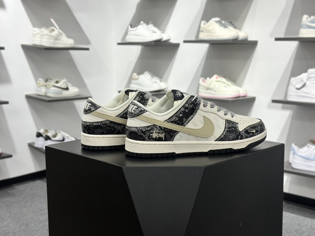 NK Dunk Low Retro ”DIY高端定制” Sup印字米黑蛇纹钩 低帮休闲运动板鞋 XS6089-636