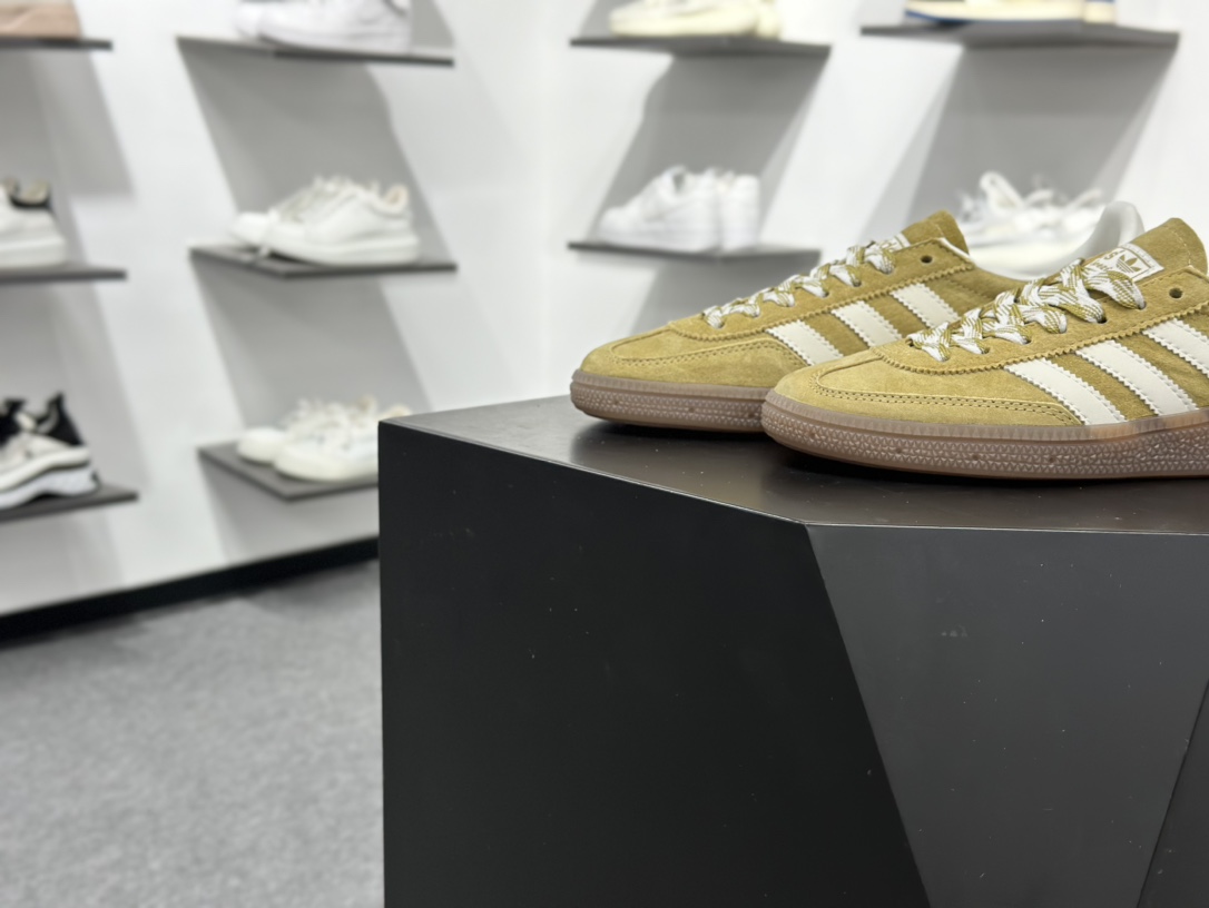 Adidas Handball Spezial 阿迪达斯经典款牛皮复古休闲板鞋 姜黄白生胶 KI5939
