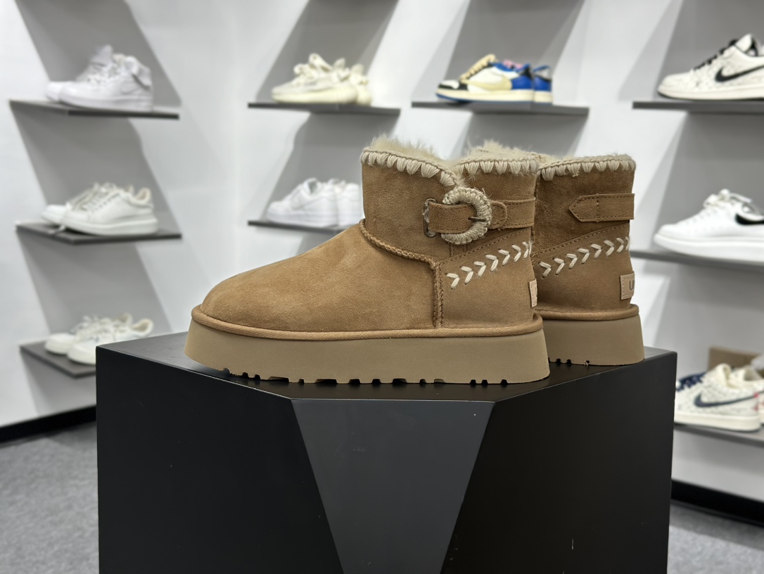 280 UGG Braided Wood新款厚底侧边编织扣雪地靴 1150817