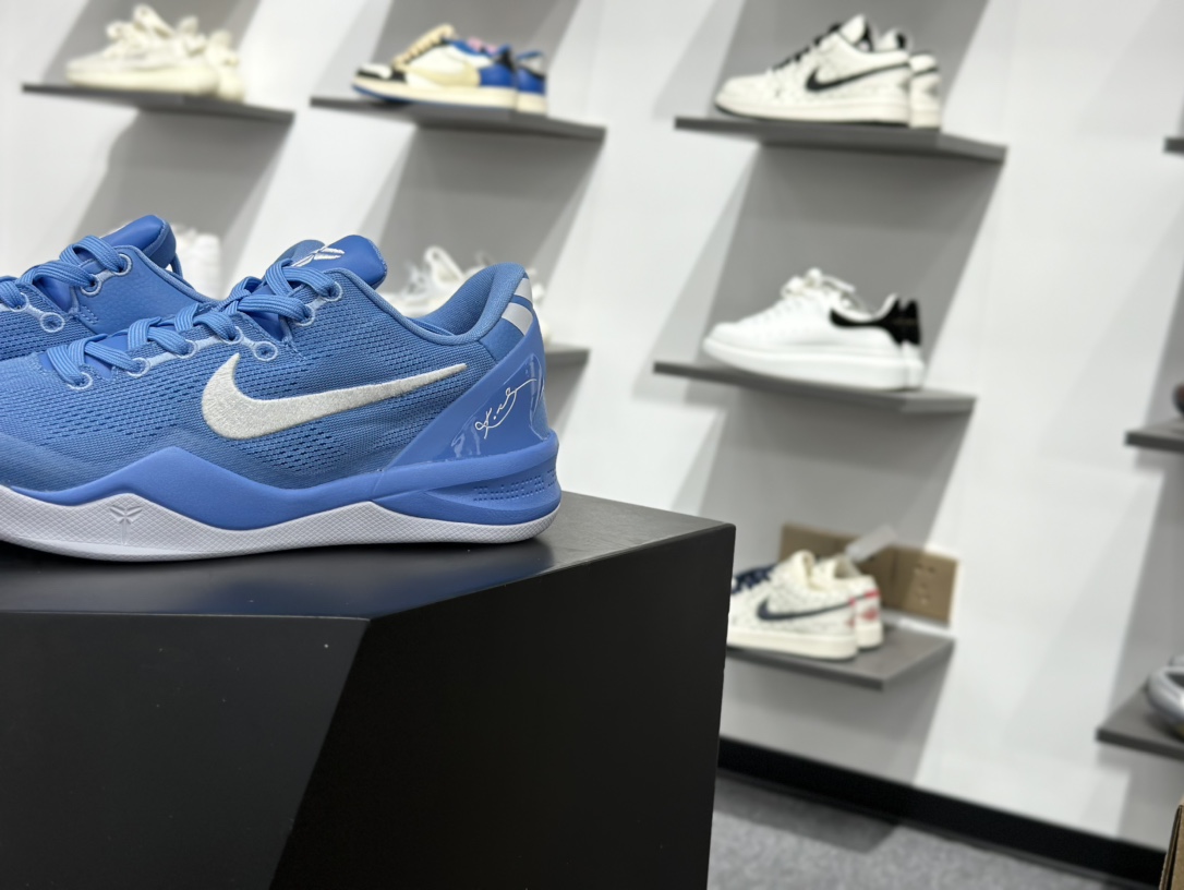 Nike Zoom Kobe Ⅷ System 科比8代复刻实战运动低帮文化篮球鞋 蓝白 致敬曼巴 HM6469-401