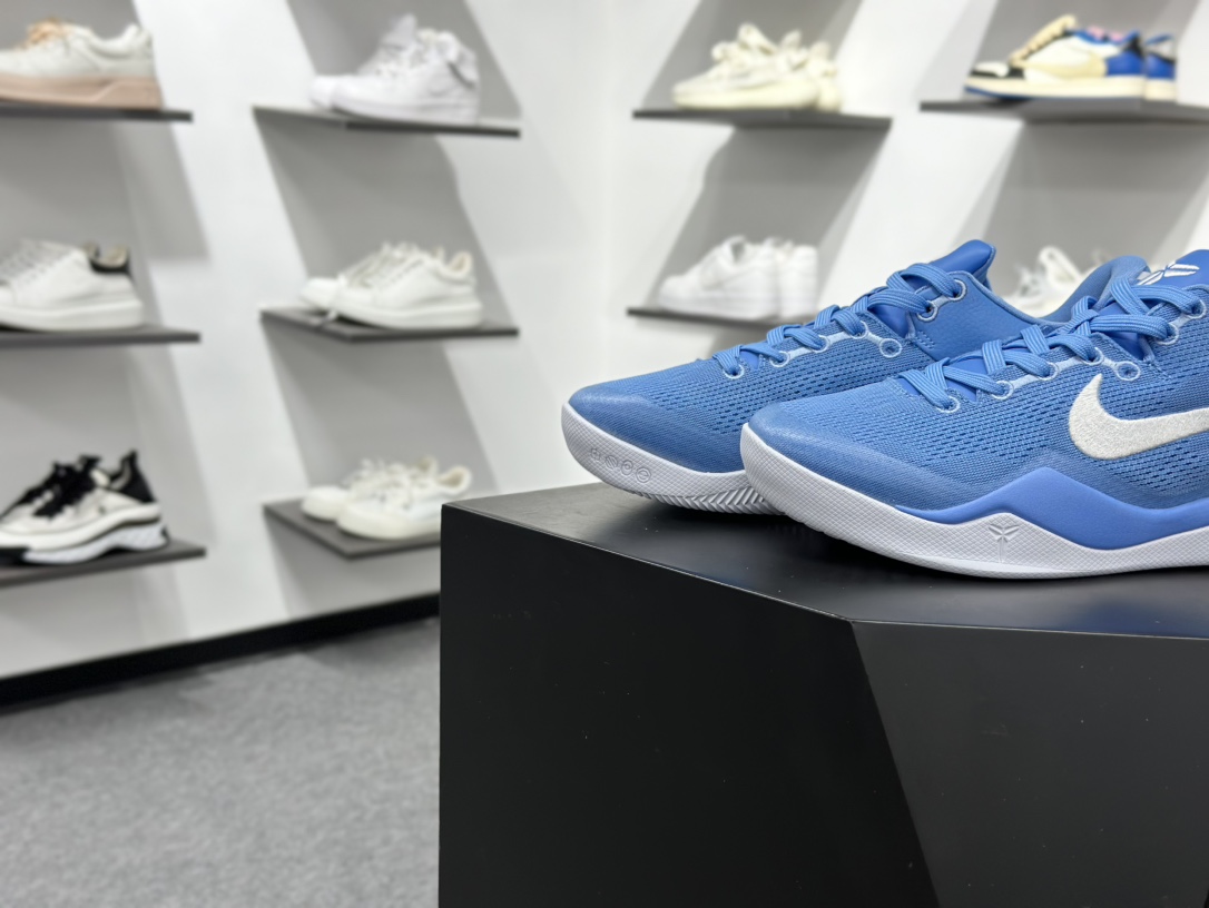 Nike Zoom Kobe Ⅷ System 科比8代复刻实战运动低帮文化篮球鞋 蓝白 致敬曼巴 HM6469-401