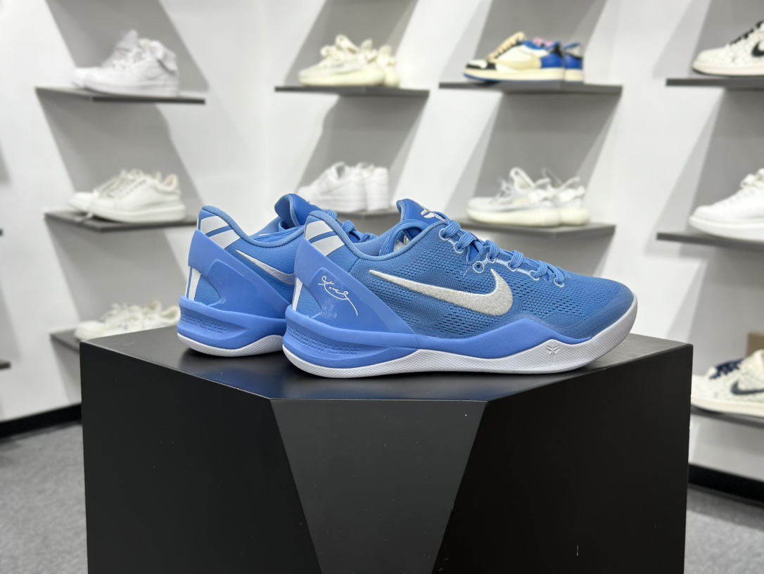 Nike Zoom Kobe Ⅷ System 科比8代复刻实战运动低帮文化篮球鞋 蓝白 致敬曼巴 HM6469-401