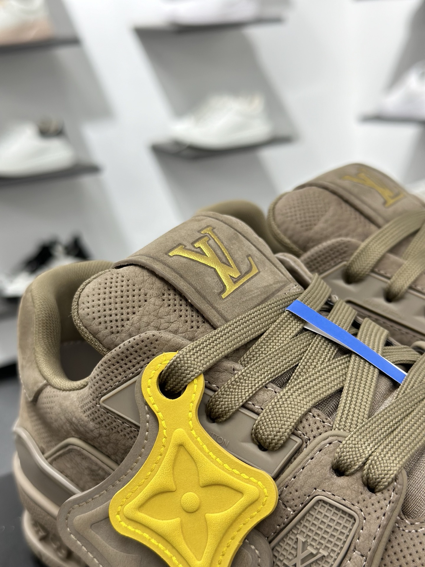 LOUIS VUITTON Trainer 牛皮革 圆头系带 低帮 板鞋 男女同款 褐色