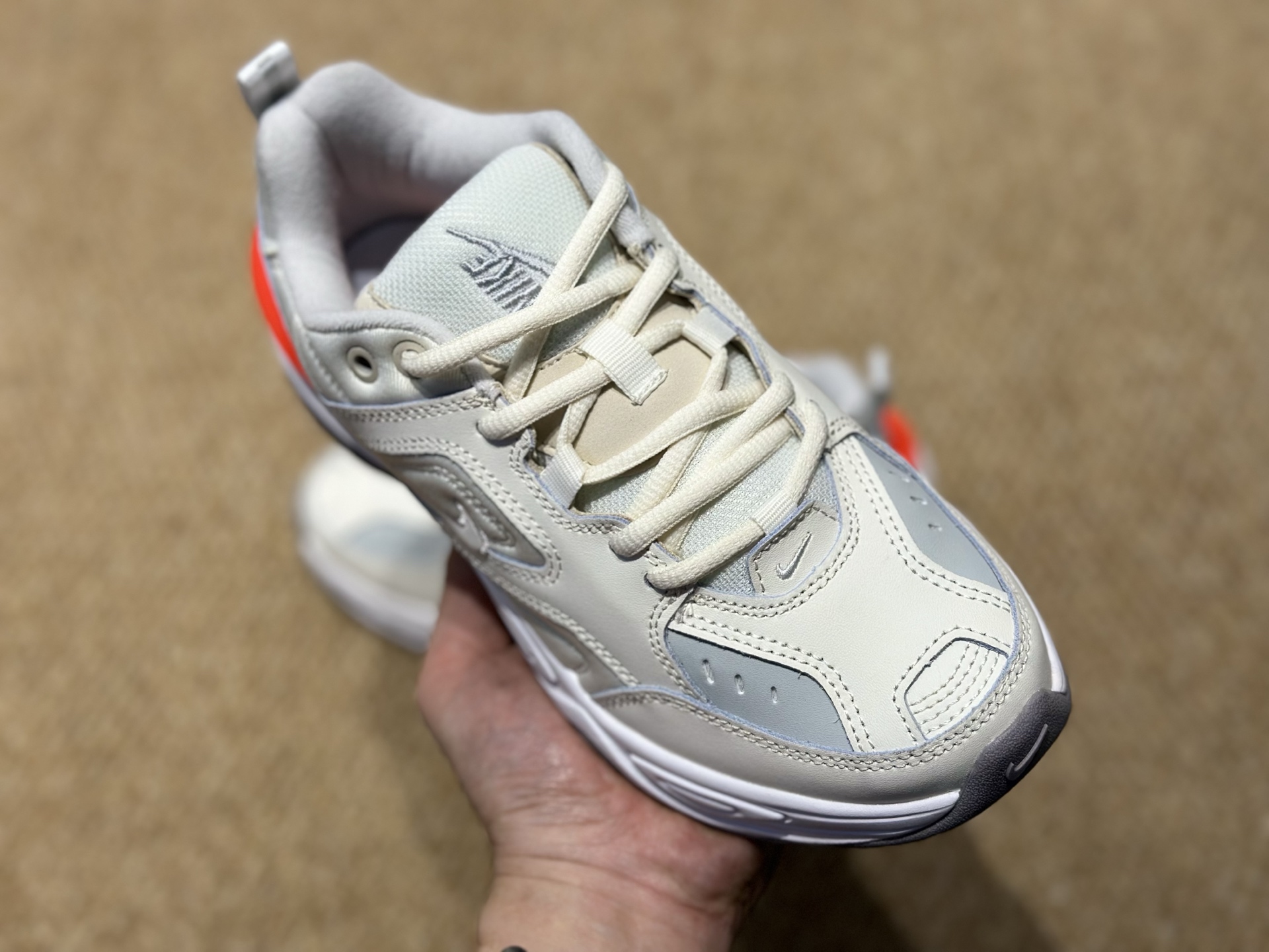 200 耐克 Nike M2K Tekno 系列低帮复古潮流百搭旅游老爹休闲运动鞋 “米白橙” AO3108-101