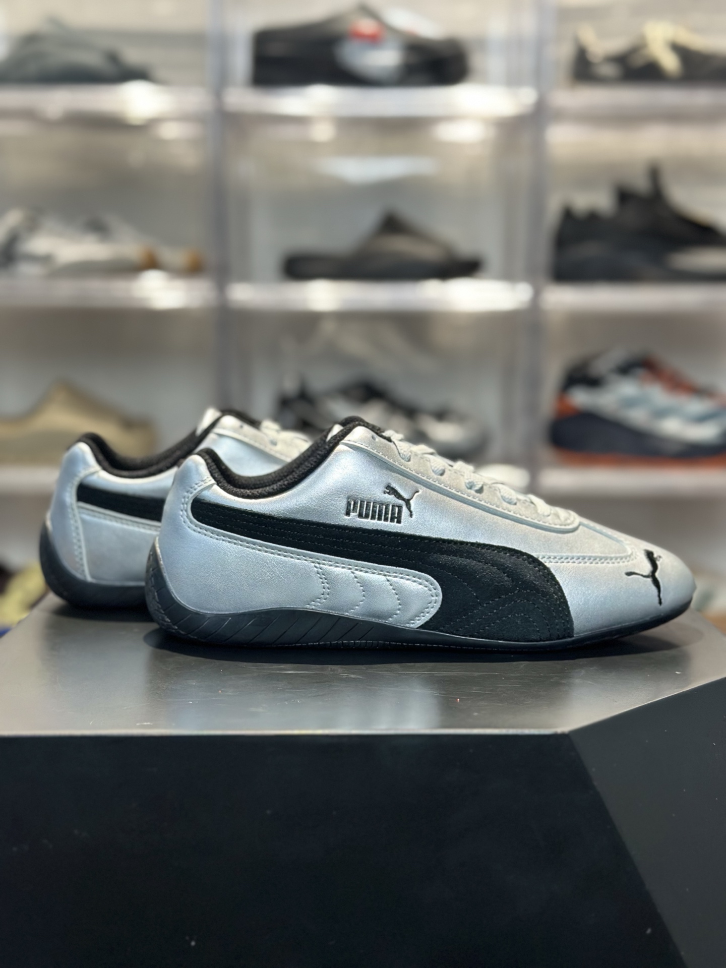 200 PUMA Speedcat 金属银 Rosé 同款复古赛车鞋 银皮 麂皮拼接 防滑生胶底