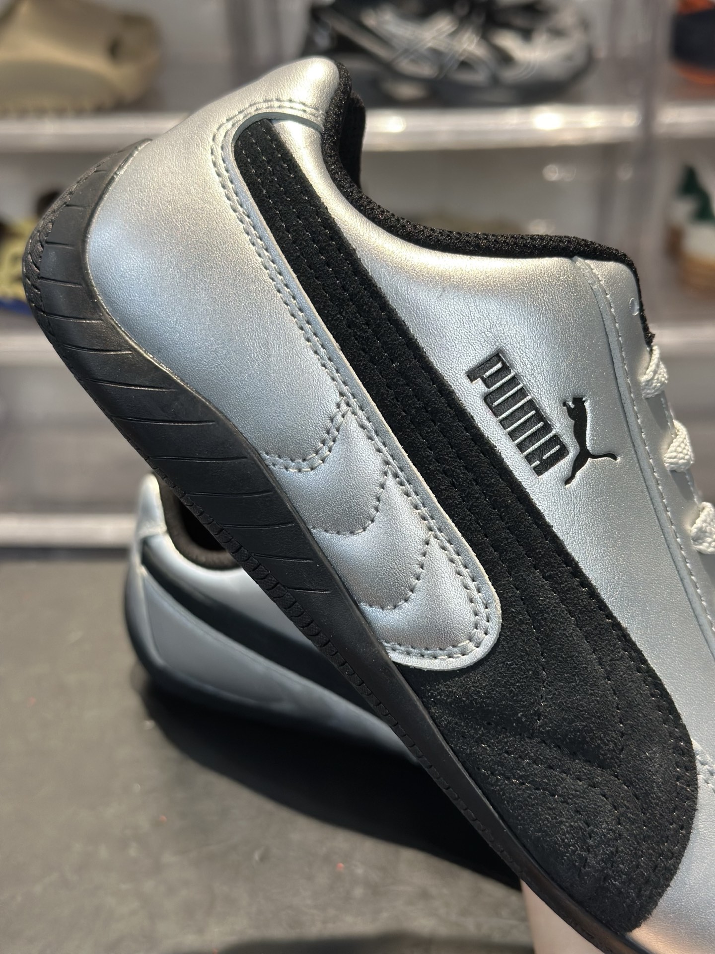 200 PUMA Speedcat 金属银 Rosé 同款复古赛车鞋 银皮 麂皮拼接 防滑生胶底