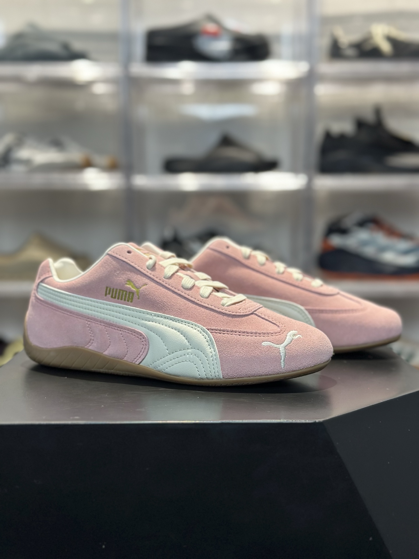 PUMA Speedcat 樱花粉 温柔甜妹必备复古鞋 粉麂皮 奶白拼接 防滑生胶底