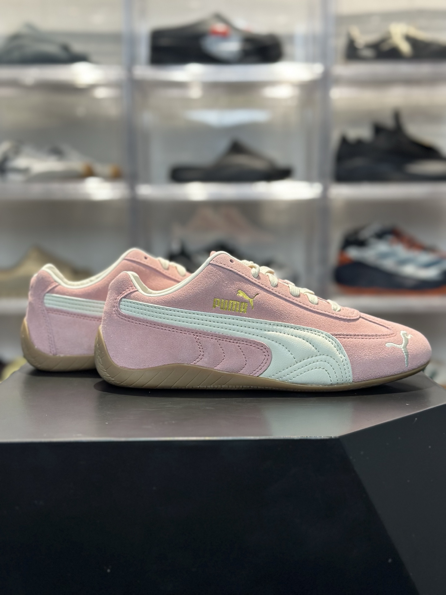 PUMA Speedcat 樱花粉 温柔甜妹必备复古鞋 粉麂皮 奶白拼接 防滑生胶底