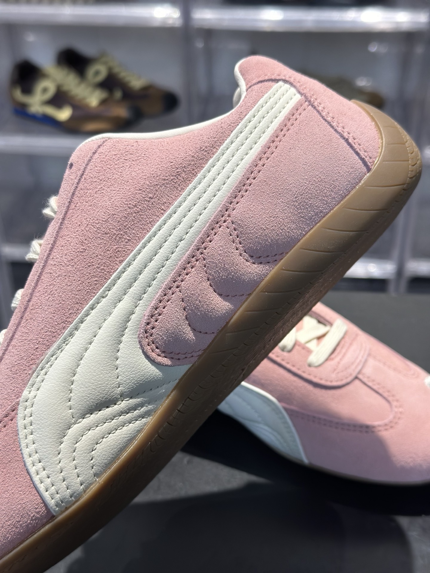PUMA Speedcat 樱花粉 温柔甜妹必备复古鞋 粉麂皮 奶白拼接 防滑生胶底
