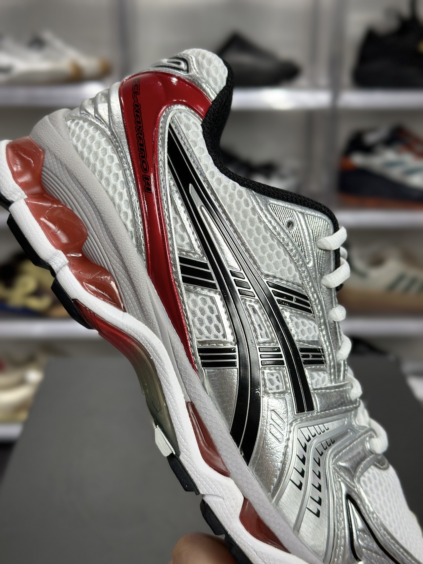 220 ASICS GEL-KAYANO 14「经典红白」 1201A019-103 俗称银红元年款-Chinese UA Cheap High Quatity Brand Clothes Bags handbags Sneakers wholesale wholesaler seller from China Factory suppliers Fashion Clothing Shoes best Quality Beautiful Price 220 ASICS GEL-KAYANO 14「经典红白」 1201A019-103 俗称银红元年款