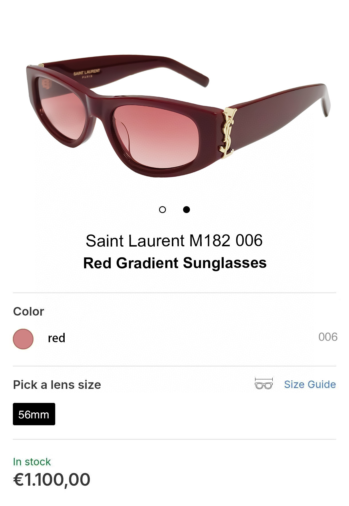 SAINT LAUREN*MOD:SL M182/Fsize：56口19-145