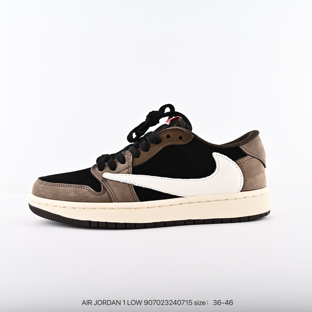 放店💰150 🟡小倒钩CQ4277-105
公司级✅AJ1倒勾Travis Scott x Air Jordan 1 ” Reverse Mocha “ AJ1乔1 TS 闪电 联名倒钩 低帮文化篮球鞋 完美品质出货 细节如图所示  鞋面切割工整  冲孔整齐干净 中底拉帮线 整体清洁度非常好
尺码：36 36.5 37 38 38.5 39 40 40.5 41 42 42.5 43 44 45 46 
编码：907023240715