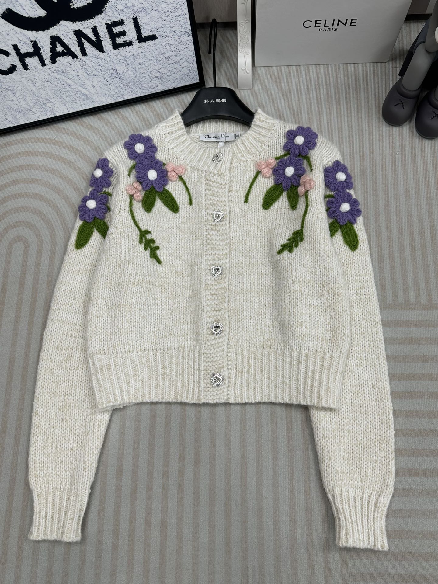 Dior Buy
 Clothing Cardigans Knit Sweater Set With Diamonds Knitting Fall/Winter Collection Fashion