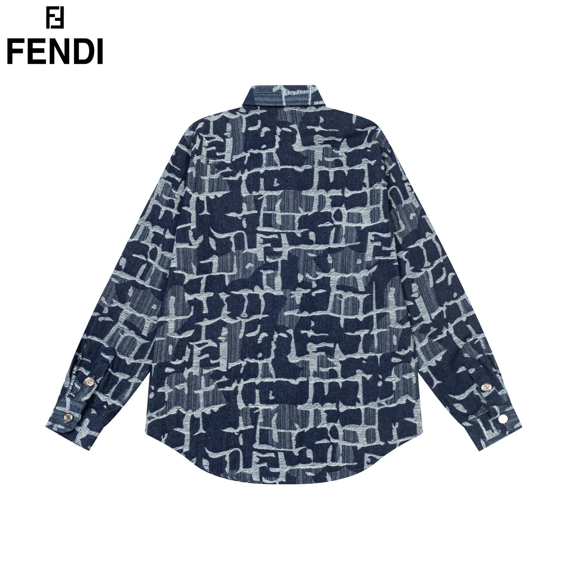 FENDI 芬迪 满印流苏双F字母提花牛仔衬衫 2024ss官网新款长袖 衬衫