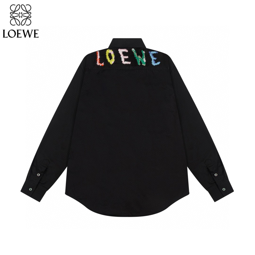 Loewe 胸前撞色毛巾绣後背彩虹Logo長袖衬衫 - 高級刺繍仕立て