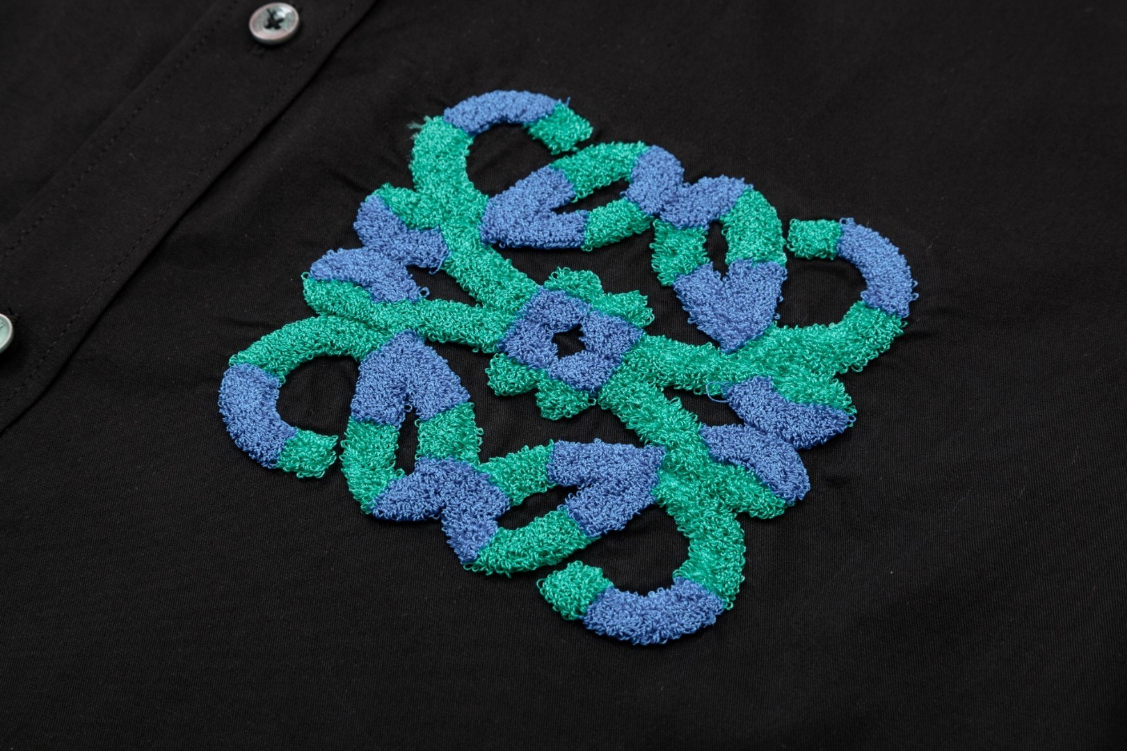 Loewe 胸前撞色毛巾绣後背彩虹Logo長袖衬衫 - 高級刺繍仕立て