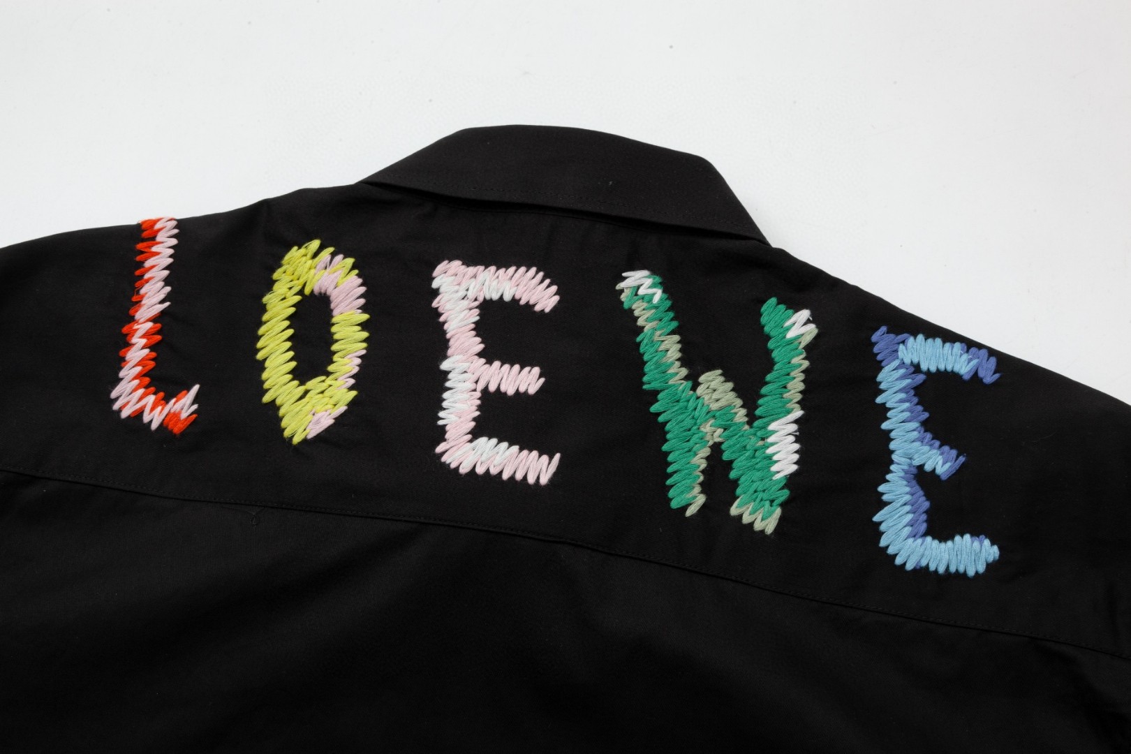 Loewe 胸前撞色毛巾绣後背彩虹Logo長袖衬衫 - 高級刺繍仕立て