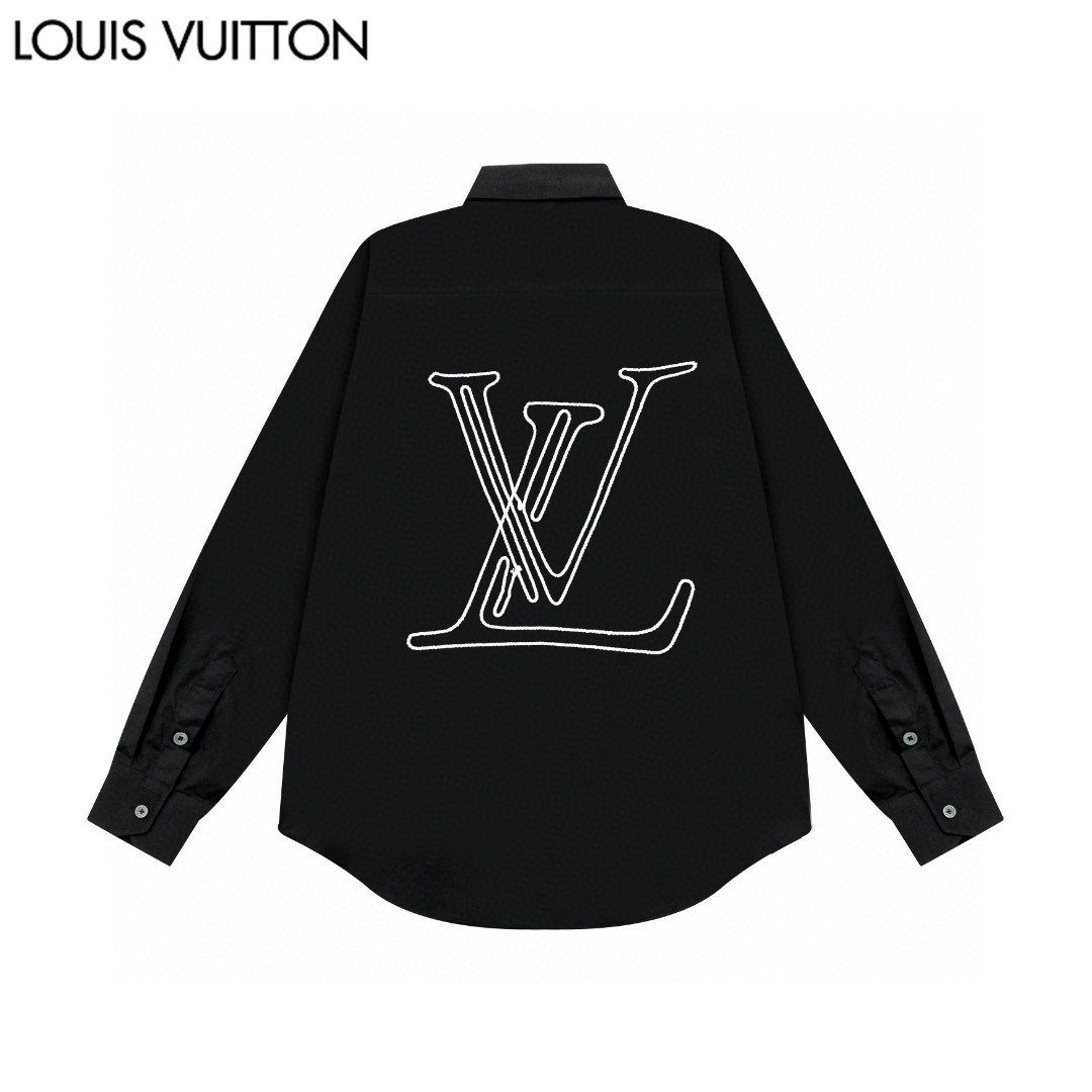 LV 路易威登 复古手作绣花Logo長袖衬衫 高級仕様