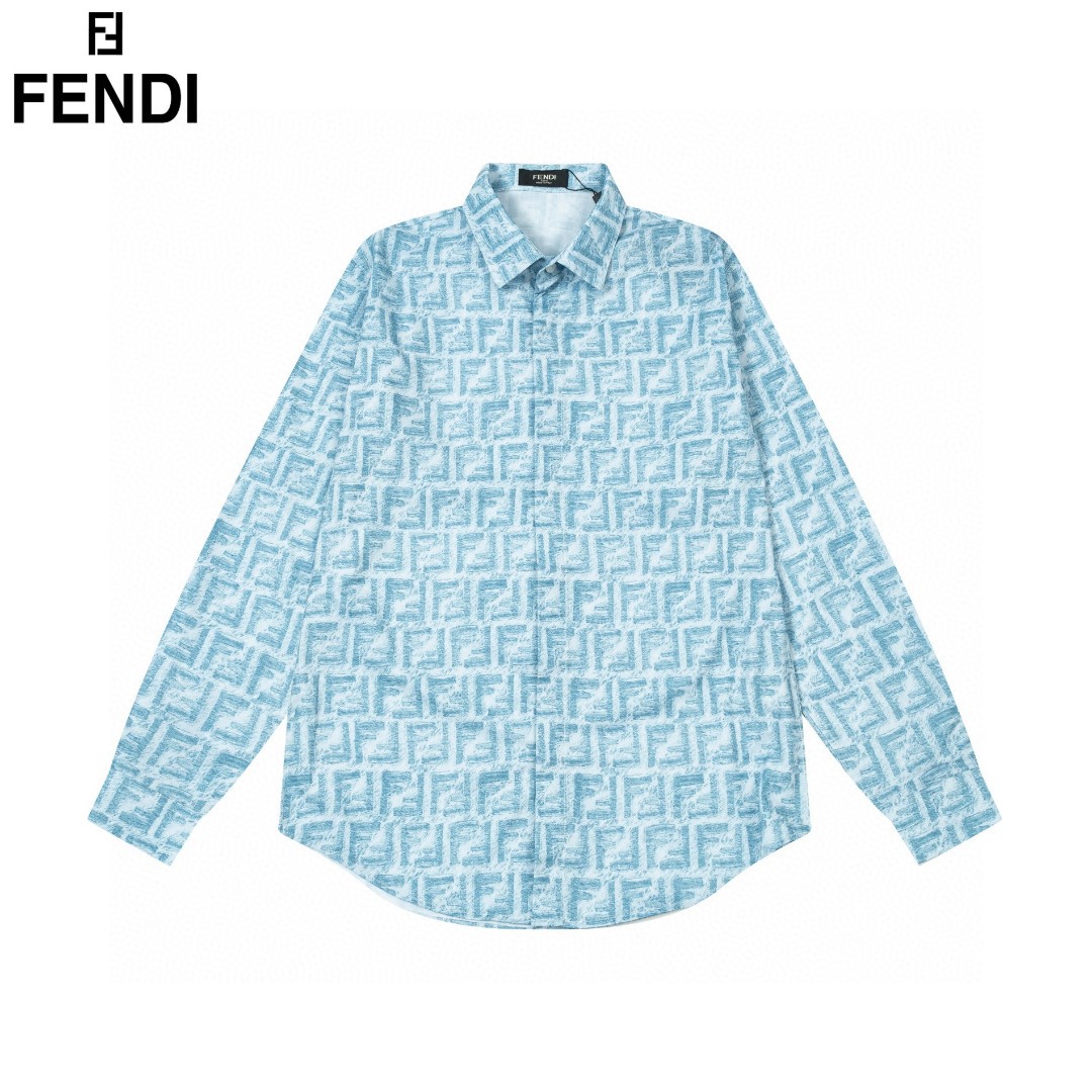 FENDI 芬迪 クラシック双F数码LOGO長袖衬衫 高品質カスタム