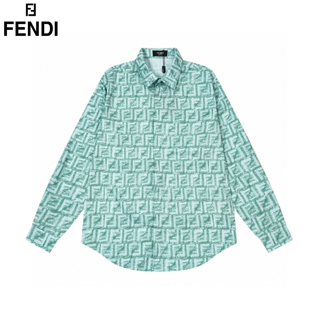 FENDI 芬迪 经典满印双F数码LOGO長袖衬衫