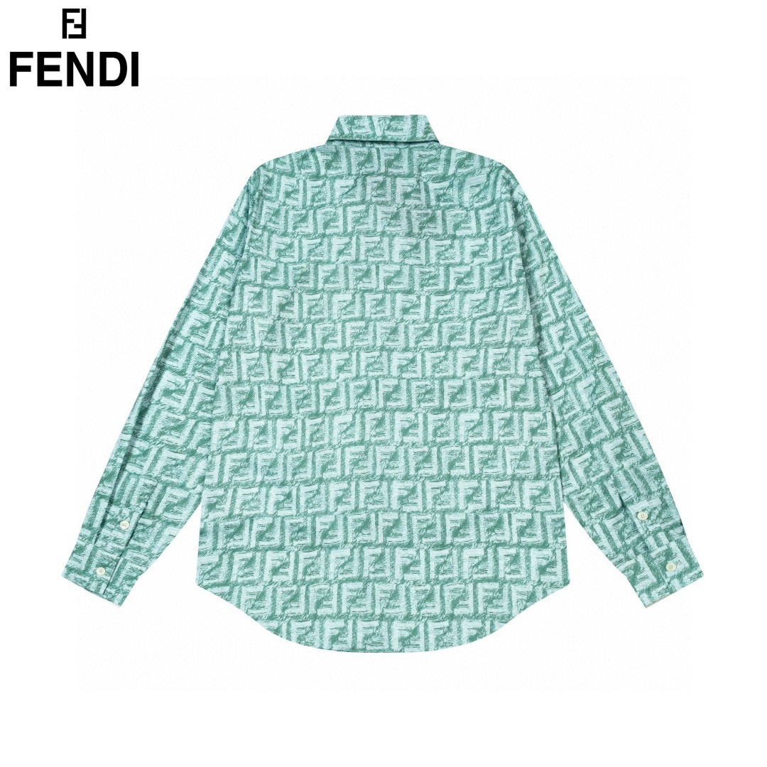 FENDI 芬迪 经典满印双F数码LOGO長袖衬衫