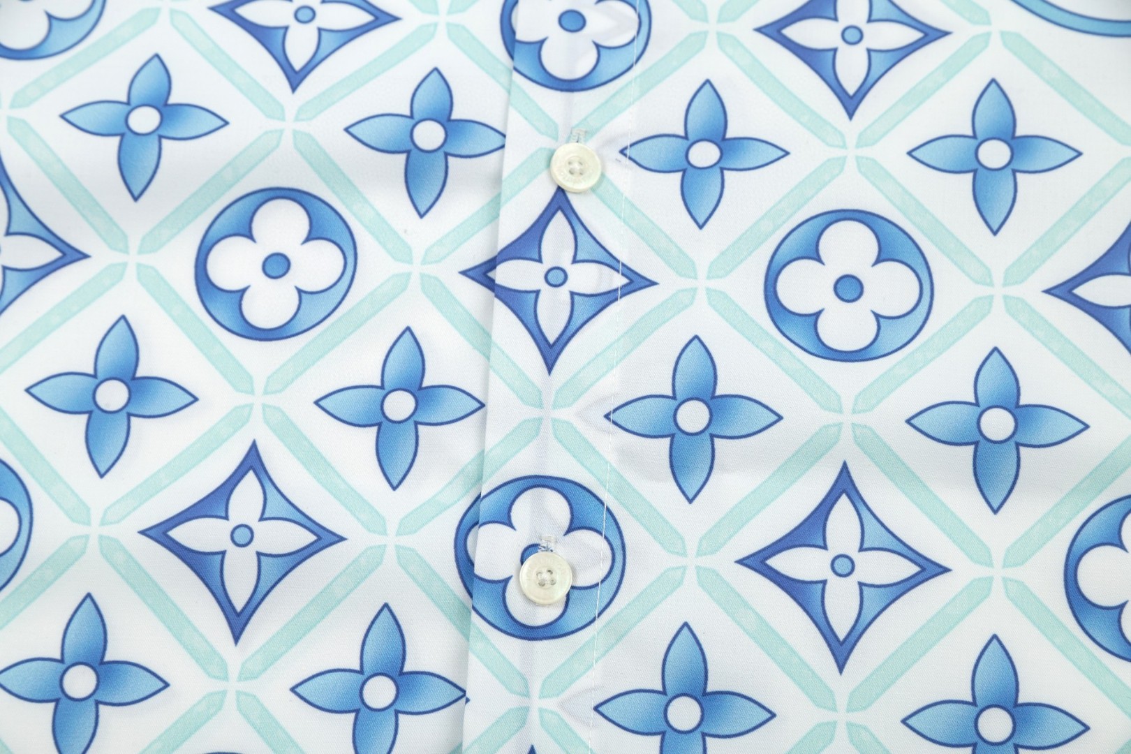 LV 路易威登 ブルー老花柄 長袖シャツ 高級仕様