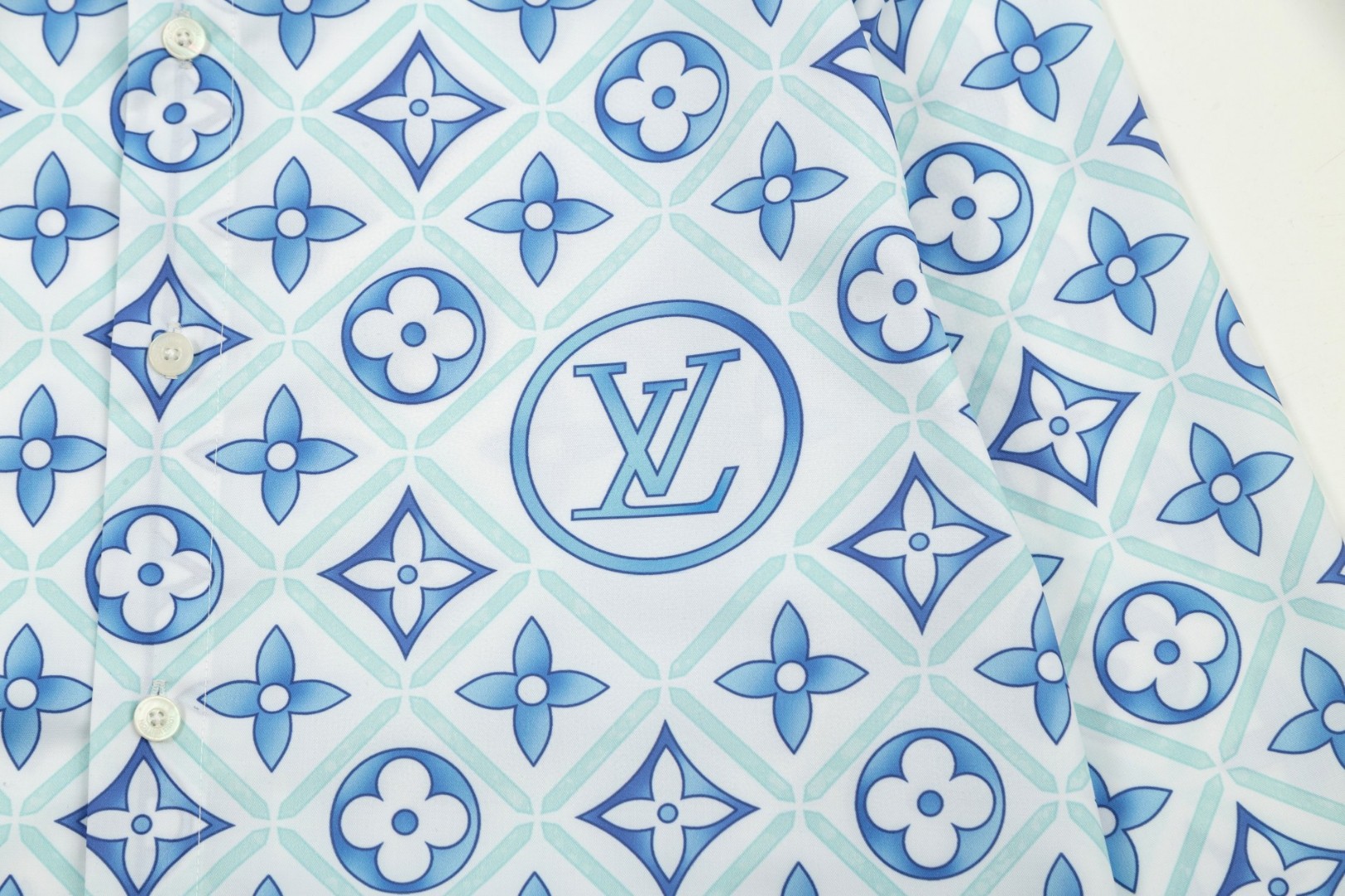 LV 路易威登 ブルー老花柄 長袖シャツ 高級仕様