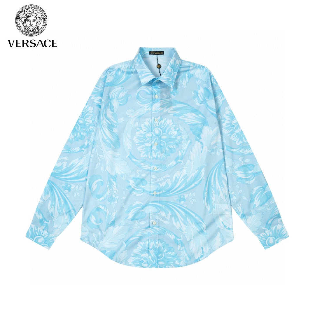 Camisa de manga larga Versace con estampado digital, nueva colección de primavera/verano 2024 en la web oficial, con es…