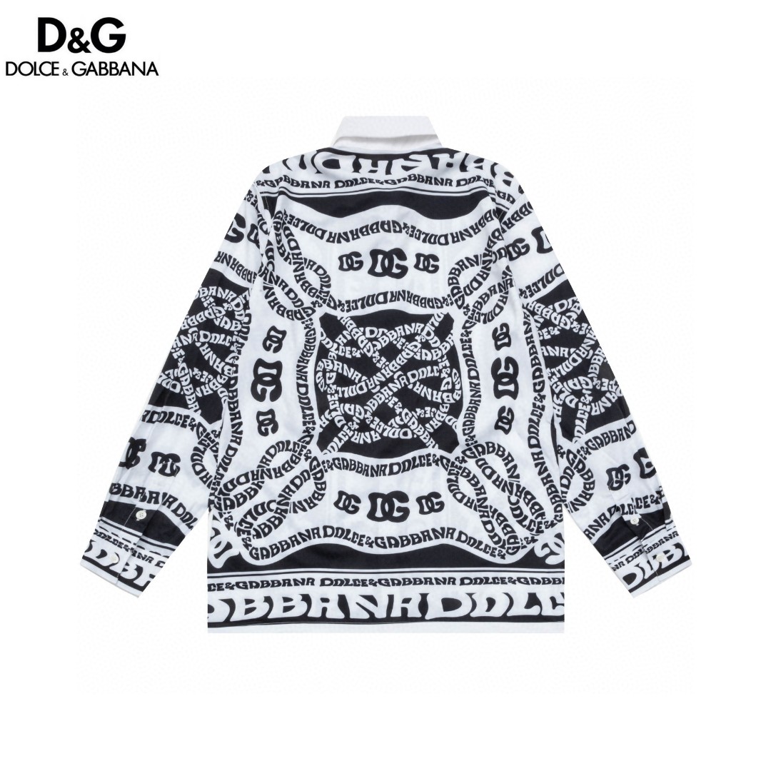 杜嘉班纳 マ約リカ黒白長袖衬衫 高級版・快適な着心地