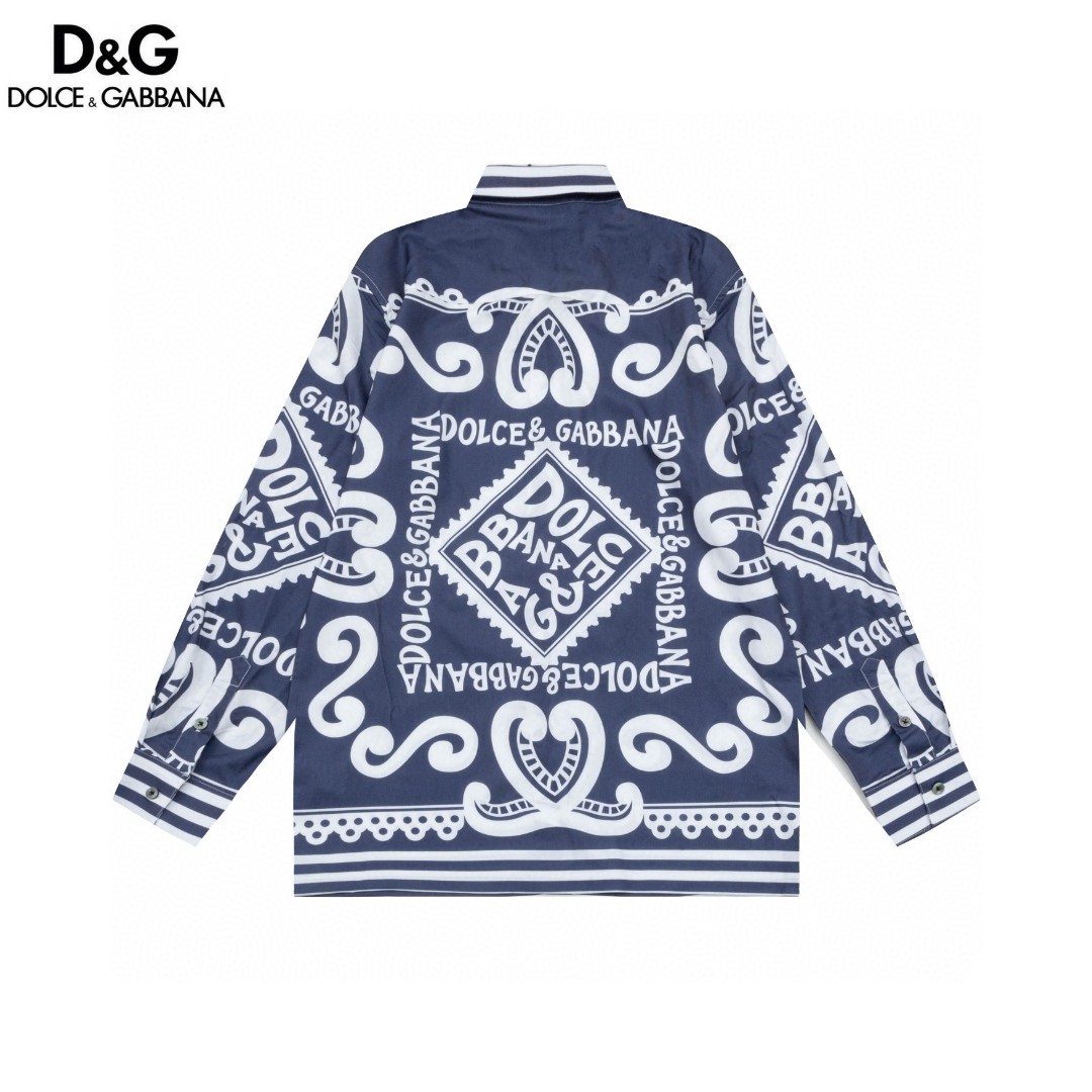 杜嘉班纳 マ約利カ柄 数码印花長袖シャツ 高級版