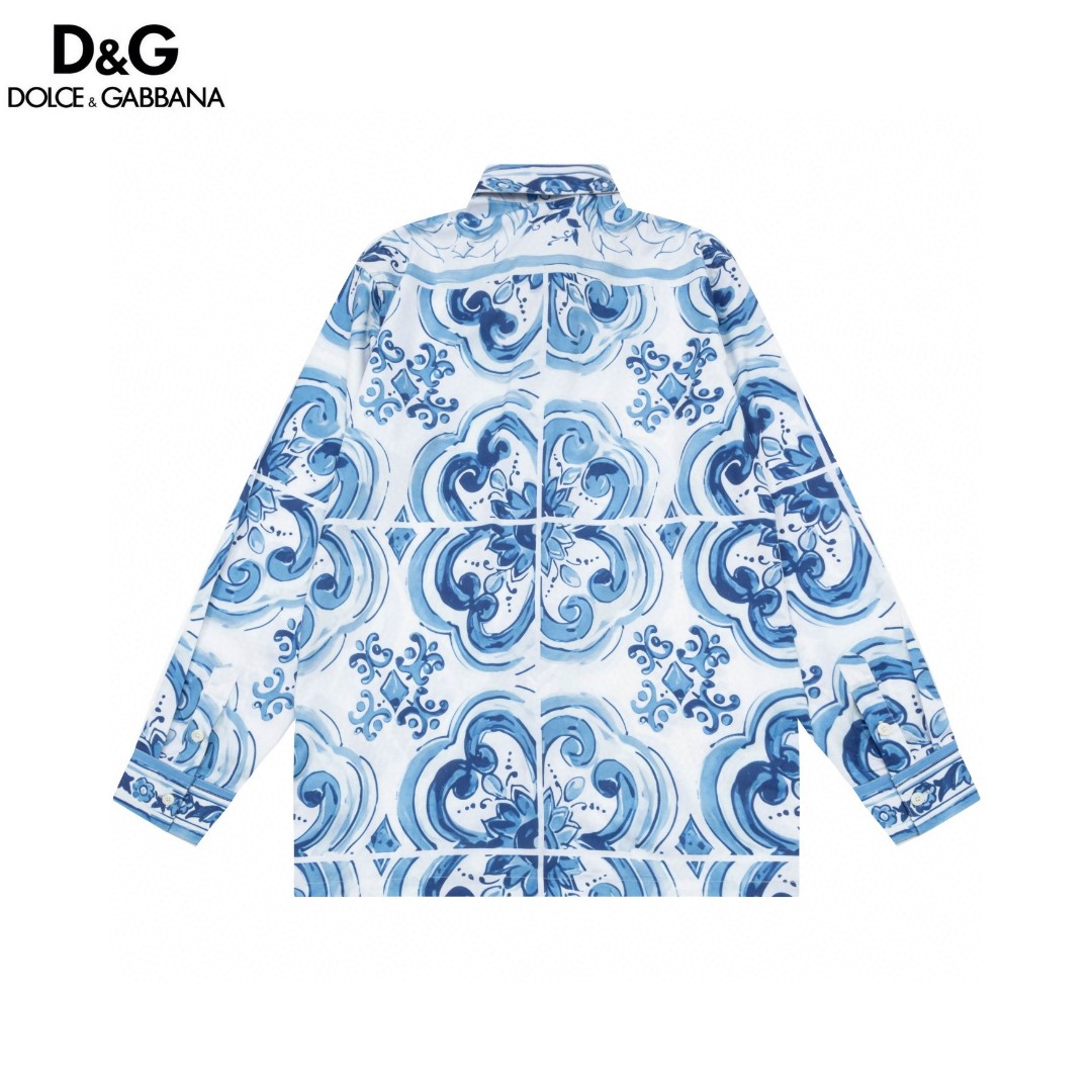 杜嘉班纳 マヨリカ数码印花Hawaii長袖衬衫 高級感あふれる針細工