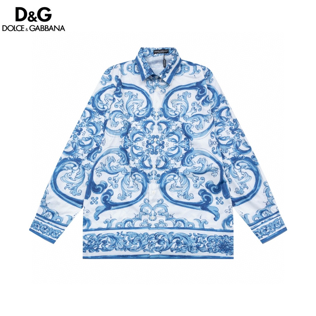杜嘉班纳 マ約リカ数码印花Hawaii長袖衬衫 高級感溢れるデザイン