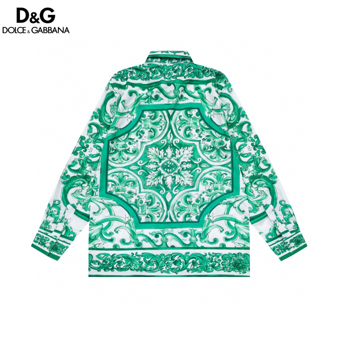 杜嘉班纳 マヨリカデザイン 数码印花 ハワイ長袖衬衫 高品質