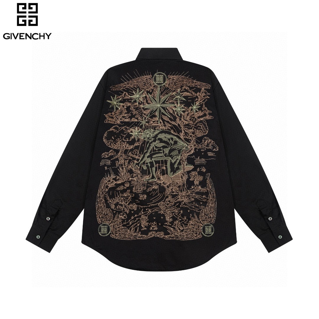 Givenchy GVC 🔥Camisa de manga larga bordada serie Tarot Card Series Star Card de gran venta Sitio web oficial 2024ss n…