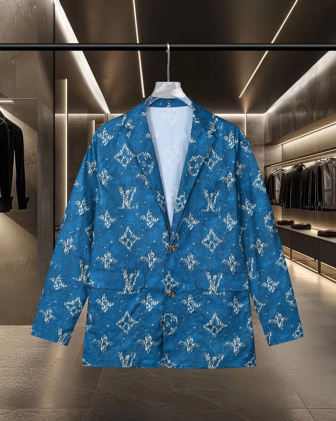 Louis Vuitton Blue Printed Blazer - Lightweight, Breathable Fabric, Perfect Fit 1 a1752776776987 0045