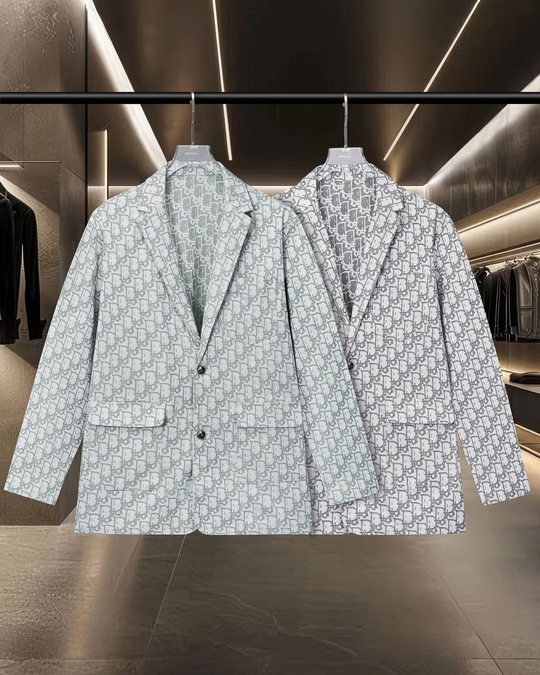 Dior All-Over Logo Jacquard Blazer Jacket, Notched Lapel, Two-Button Closure 13 a1752776956683 5026