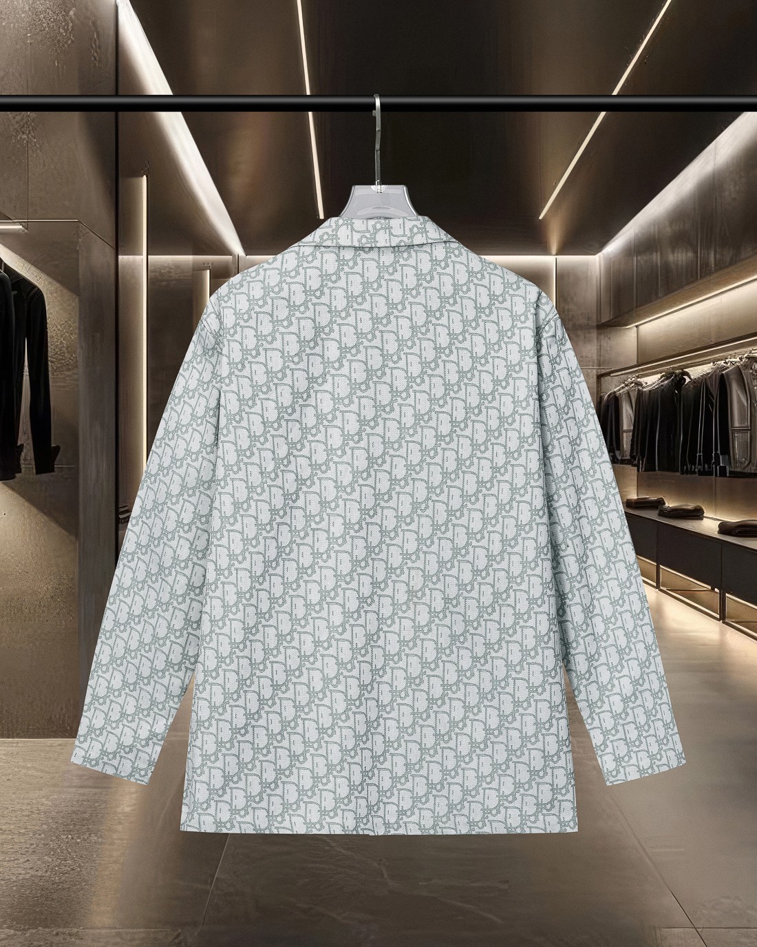 Dior All-Over Logo Jacquard Blazer Jacket, Notched Lapel, Two-Button Closure 2 a1752777076300 4575