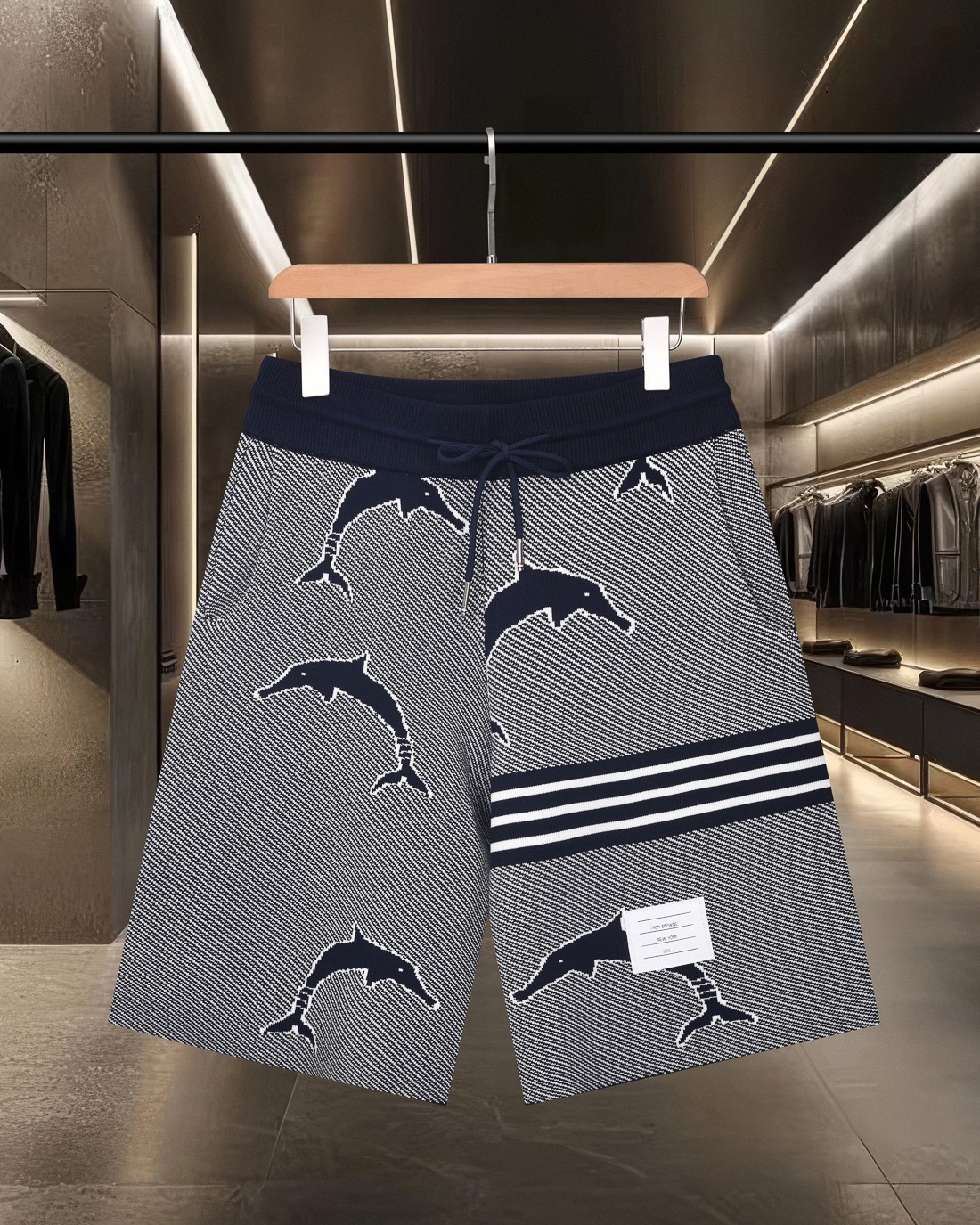 （隔天出货）Thom Browne TB/汤姆布朗 拼色四杠针织休闲运动短裤 2025ss官网新款原版面料 官方同款 短裤定制 网纱毛衣针织面料 高端版本，专柜定制面料 透气舒适度高，精工制作，细节处理完美无可挑剔，✅定制logo刻字纽扣…