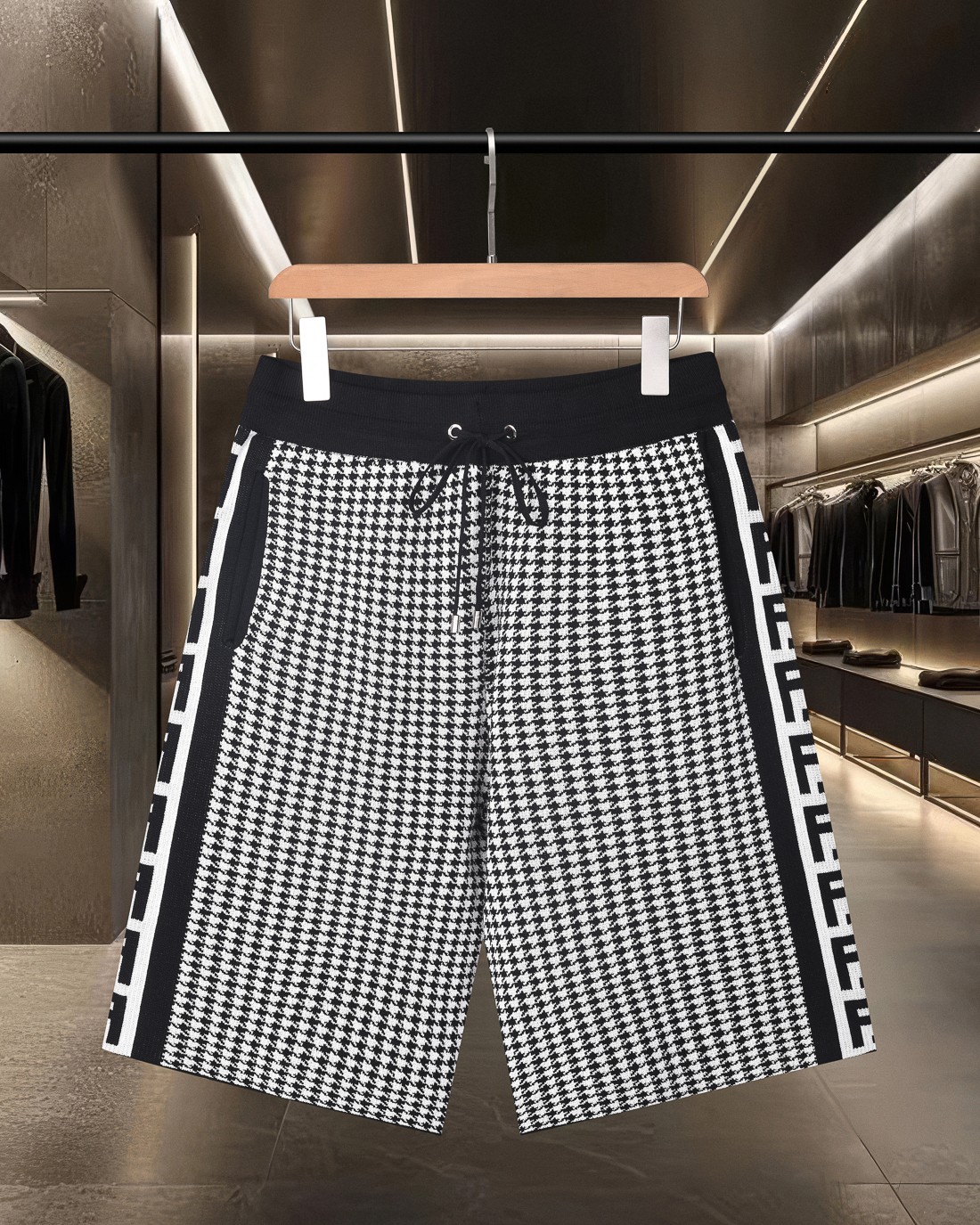 (Envío al día siguiente) Fendi/FENDI clásico con logotipo FF en jacquard de lluvia de balas, tejido de punto, corte aju…