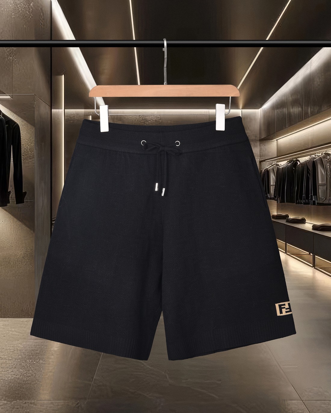 (Envío al día siguiente) Fendi/FENDI clásico con logotipo FF en jacquard lateral, tejido de punto, corte ajustado y tri…